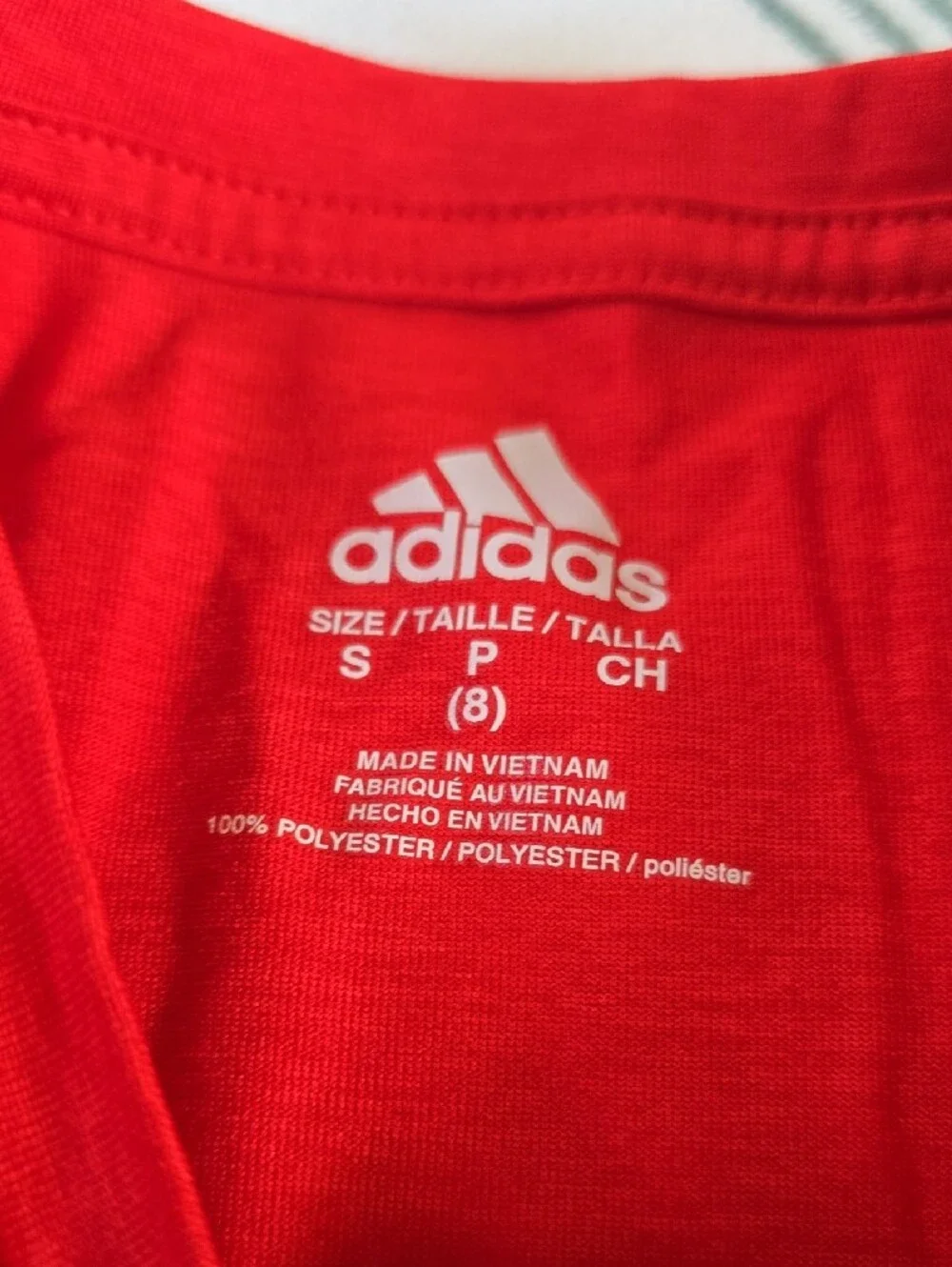 adidas Red Boys Size 8 Tee with Black Logo - Kids Short Sleeve